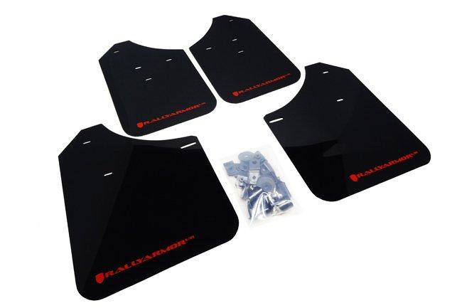Rally Armor Front & Rear Mud Flaps – Black/Red logo – ’10 – 13 Mazda 3 I, Mazdaspeed, S